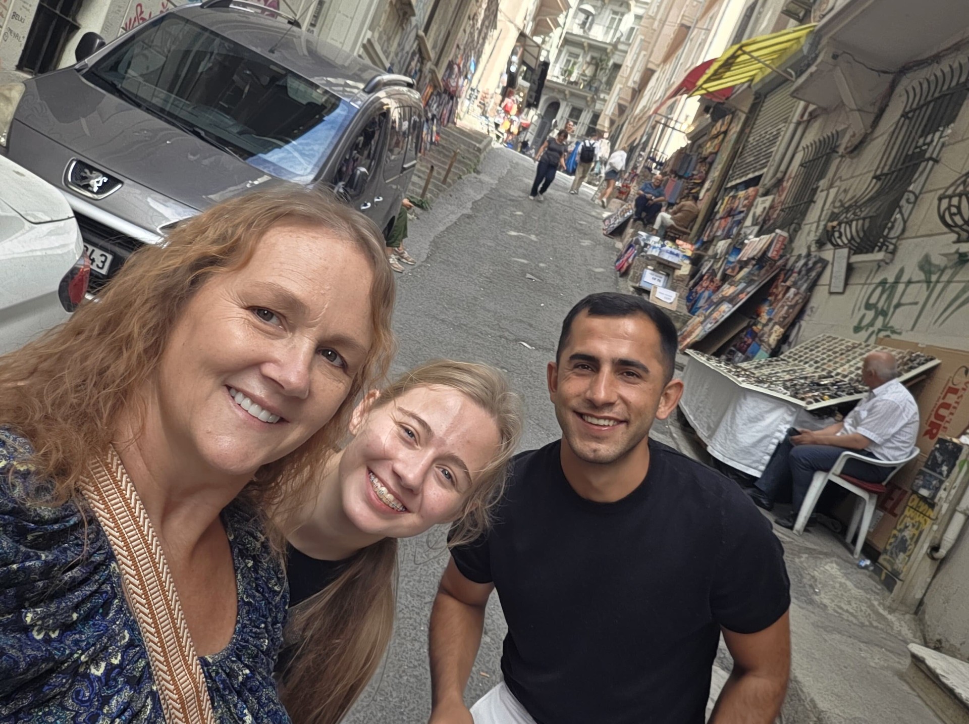 Mother and daughter exploring Istanbul streets with Berat