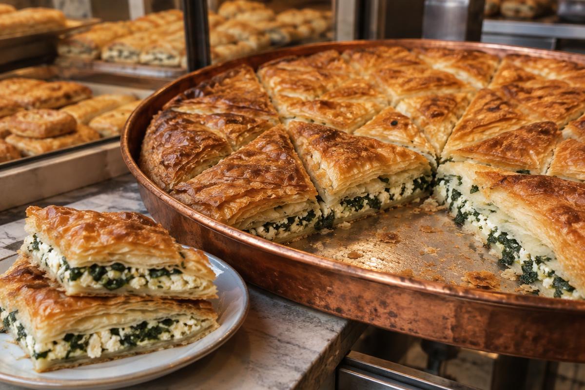 Börek: flaky layers with cheese or greens
