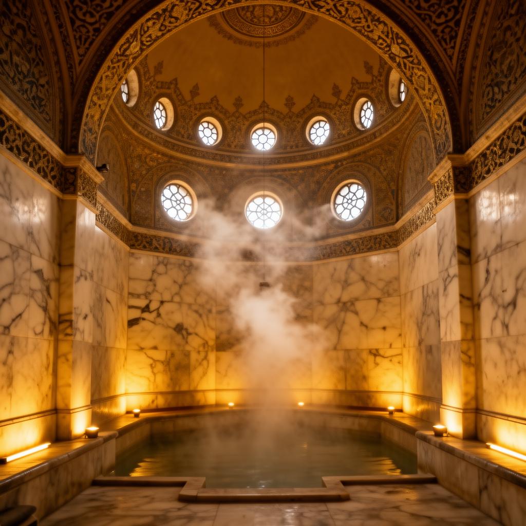 Historic marble interior of a Turkish Hamam