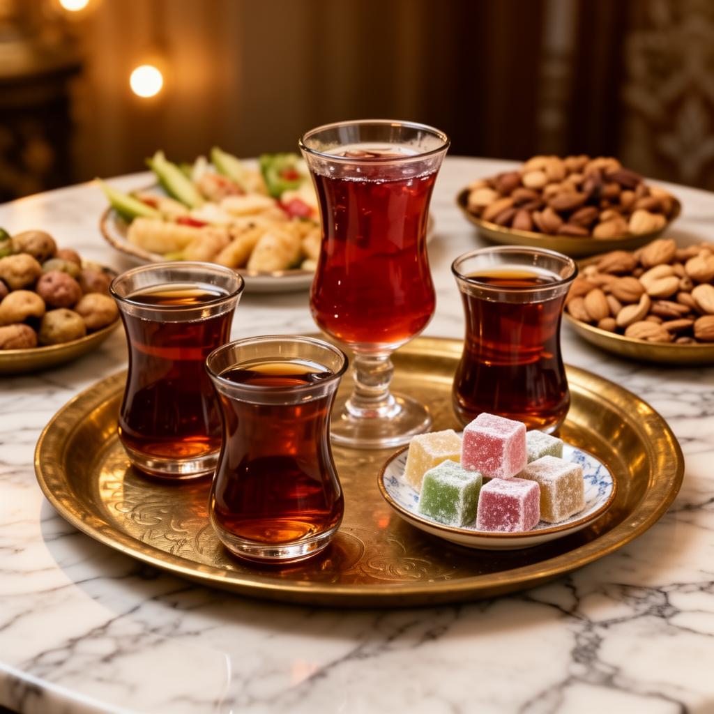 Turkish tea, sherbet and delights served after the hamam